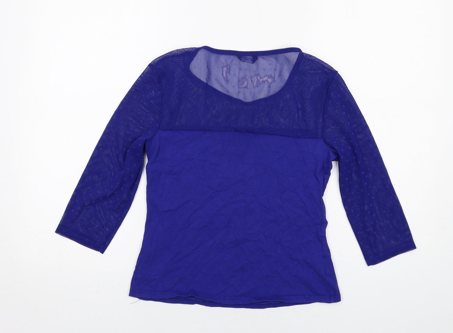 M&Co Womens Blue Cotton Basic T-Shirt Size 12 Round Neck