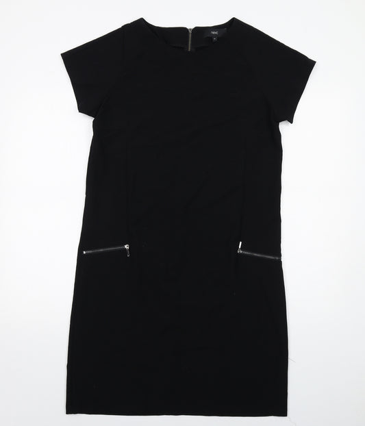 NEXT Womens Black Polyester A-Line Size 12 Round Neck Zip