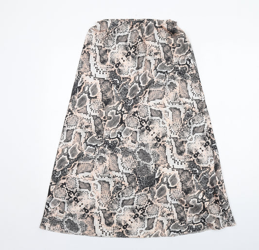 New Look Womens Beige Animal Print Polyester A-Line Skirt Size 8 - Snakeskin pattern