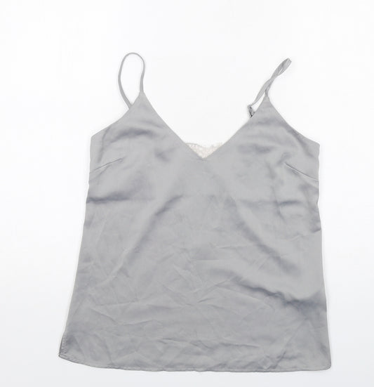 Rut & Circle Womens Grey Polyester Camisole Tank Size XS V-Neck - Lace Detail