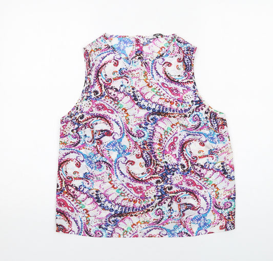 New Look Womens Multicoloured Paisley Polyester Basic Tank Size 14 Boat Neck