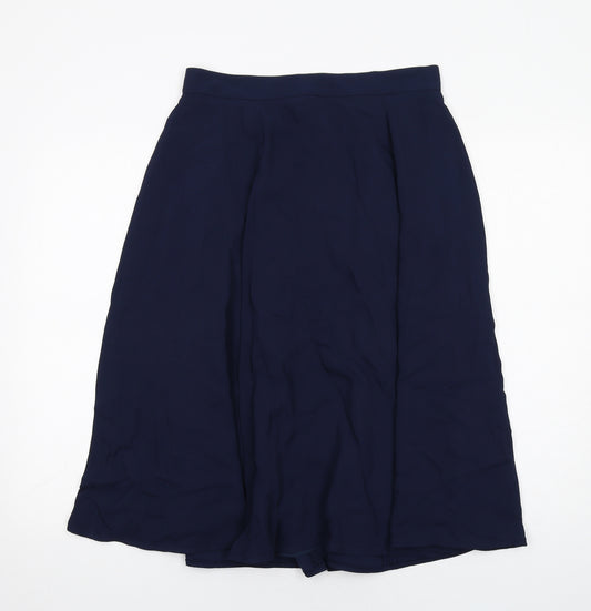 French Connection Womens Blue Viscose Swing Skirt Size 12 Zip