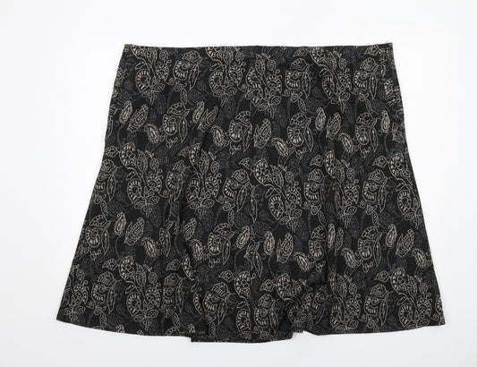 Bonmarché Womens Black Geometric Acrylic A-Line Skirt Size 22