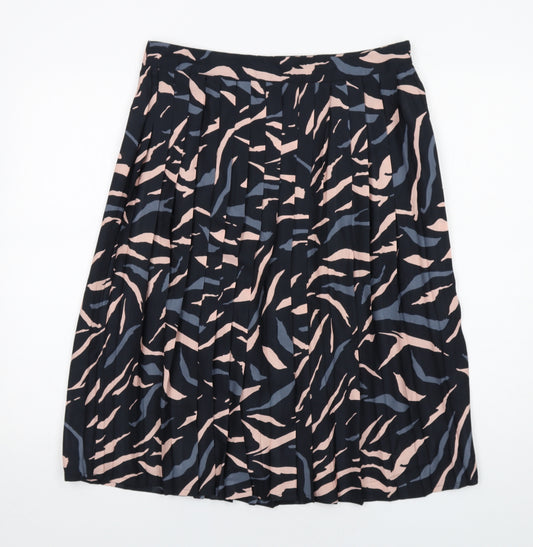 Joe Browns Womens Black Animal Print Polyester Pleated Skirt Size 12 Zip - Tiger pattern