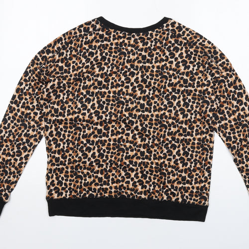 DKNY Womens Brown Animal Print Cotton Pullover Sweatshirt Size S Pullover - Leopard pattern