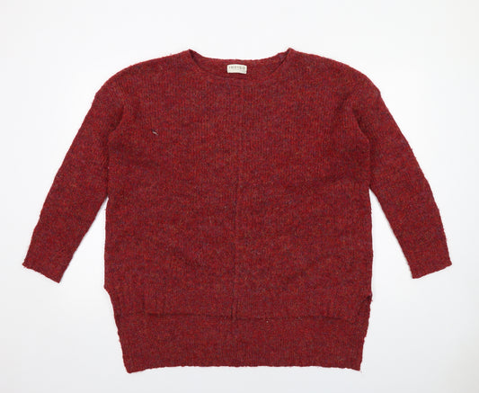 Indigo Womens Red Round Neck Polyester Pullover Jumper Size M
