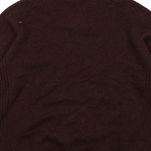 Crew Clothing Mens Brown V-Neck Wool Pullover Jumper Size 2XL Long Sleeve