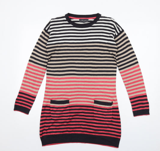 Per Una Womens Multicoloured Striped Acrylic Jumper Dress Size 10 Round Neck Pullover