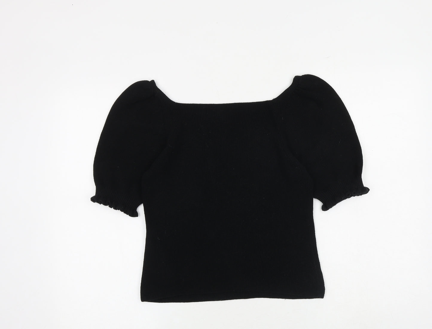 Whistles Womens Black Square Neck 100% Cotton Pullover Jumper Size S