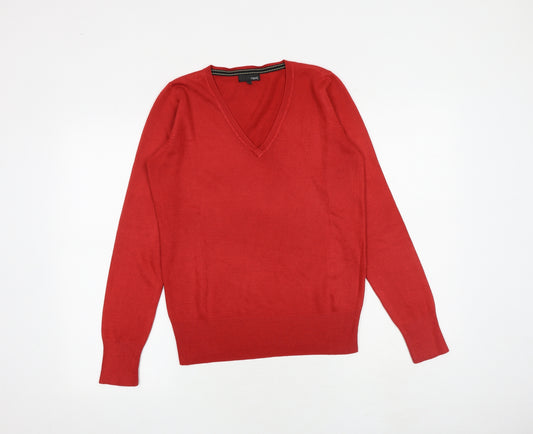NEXT Womens Red V-Neck Acrylic Pullover Jumper Size 12