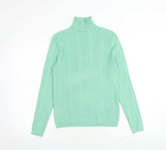 Marks and Spencer Womens Green Roll Neck Viscose Pullover Jumper Size 8