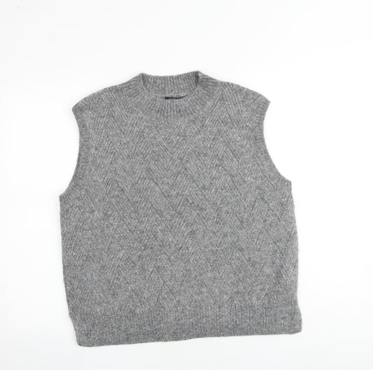 Marks and Spencer Womens Grey Round Neck Acrylic Vest Jumper Size M