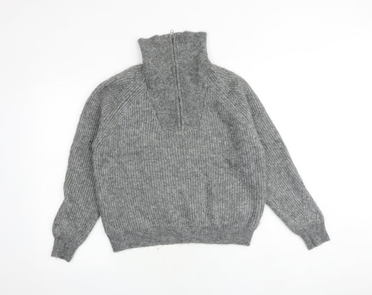 Marks and Spencer Womens Grey High Neck Acrylic Pullover Jumper Size L
