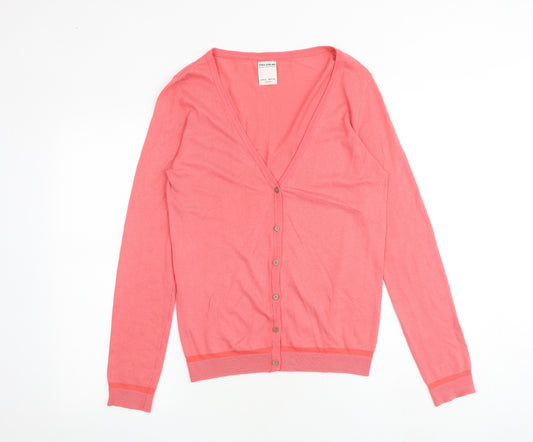 Pull&Bear Womens Pink V-Neck Acrylic Cardigan Jumper Size L