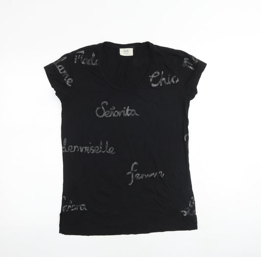 Hush Womens Black Cotton Basic T-Shirt Size XS Round Neck - Senorita