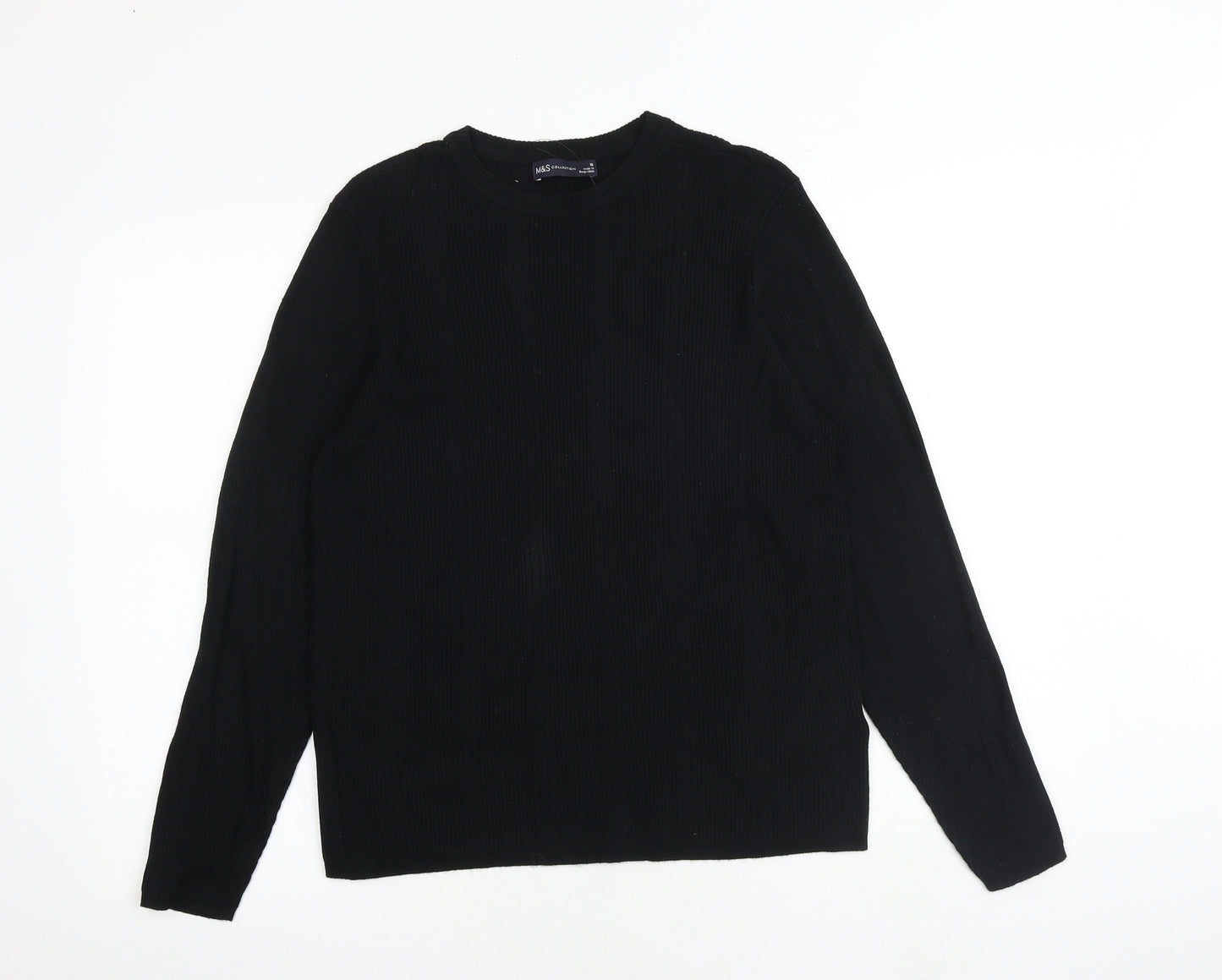 Marks and Spencer Womens Black Round Neck Viscose Pullover Jumper Size 18