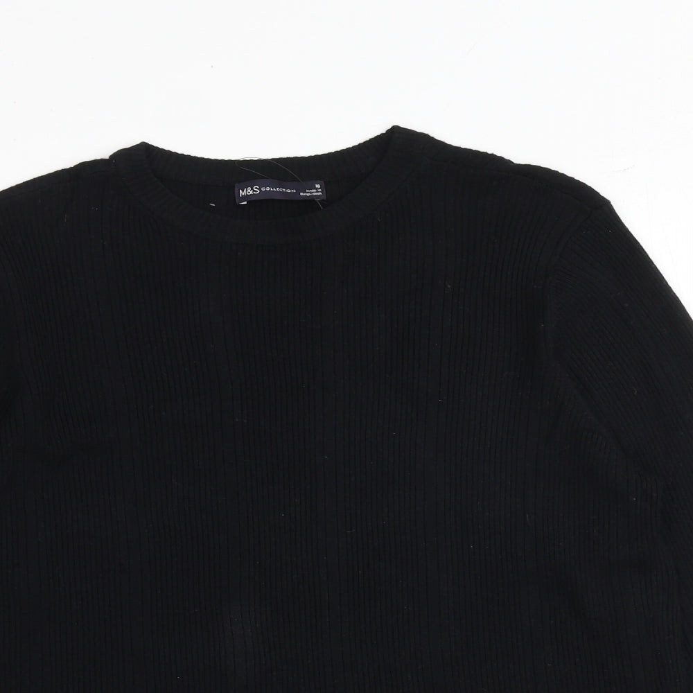Marks and Spencer Womens Black Round Neck Viscose Pullover Jumper Size 18