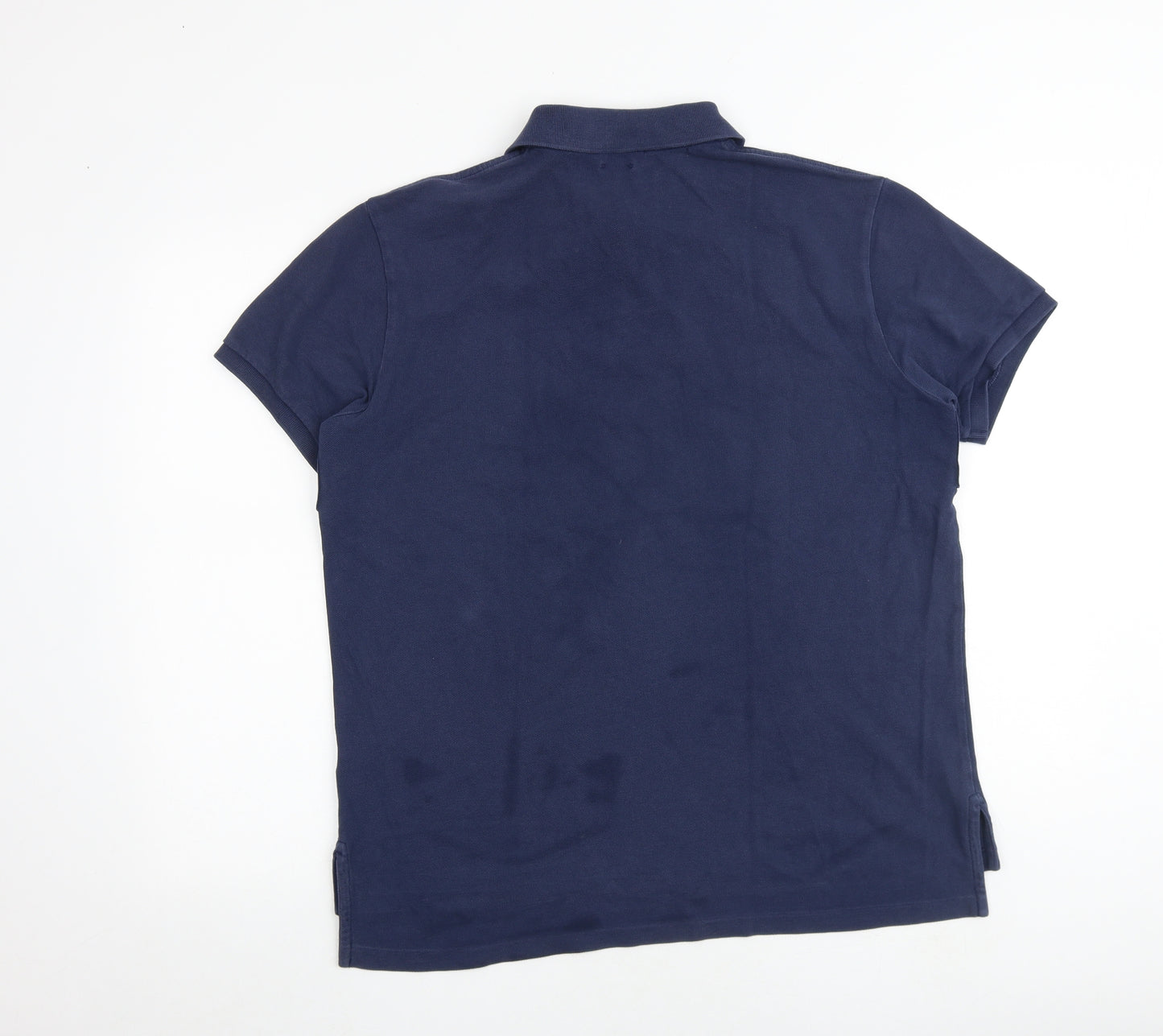 Polo Ralph Lauren Mens Blue 100% Cotton Polo Size L Collared Button