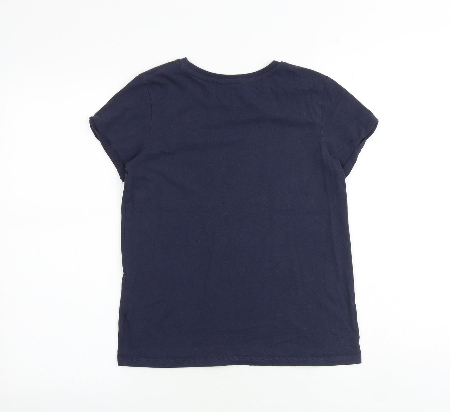 NEXT Girls Blue 100% Cotton Basic T-Shirt Size 12 Years Round Neck Pullover