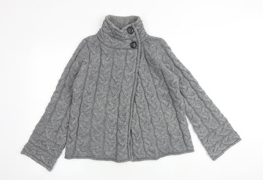 Marks and Spencer Womens Grey High Neck Acrylic Cardigan Jumper Size 12