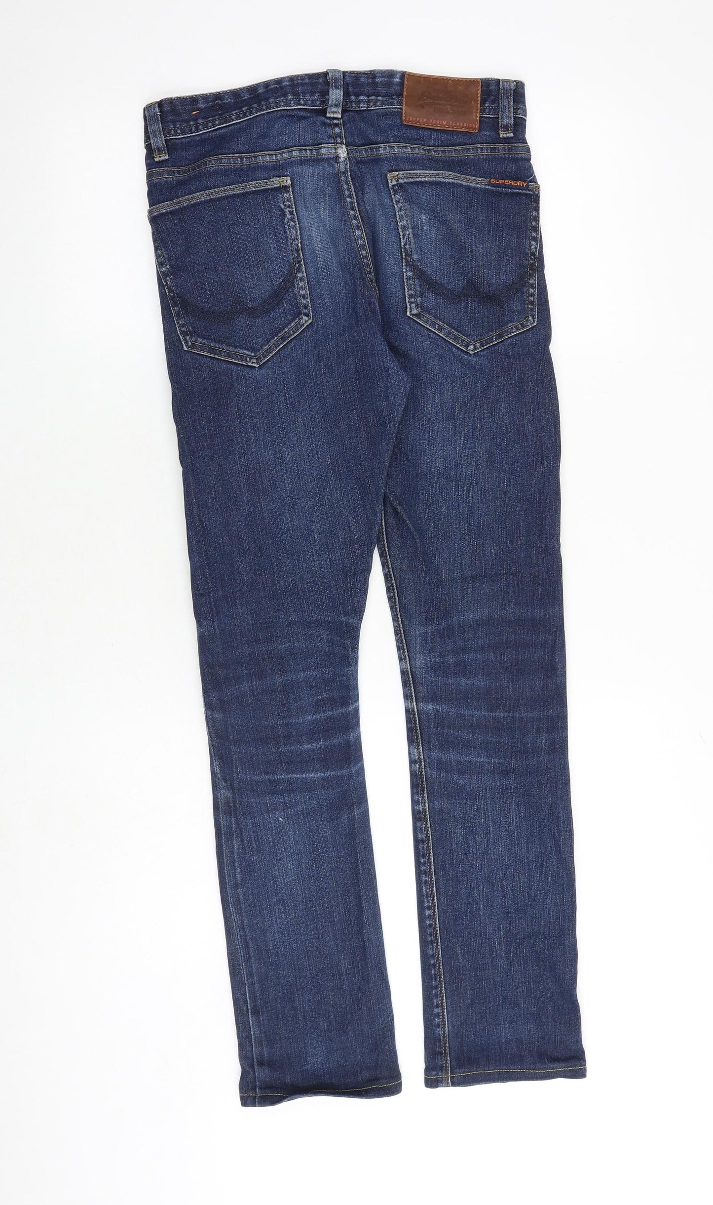Superdry Mens Blue Cotton Skinny Jeans Size 28 in L32 in Slim Zip