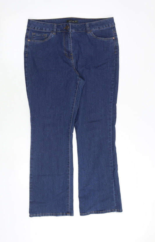 Bonmarché Womens Blue Cotton Bootcut Jeans Size 14 Regular Zip
