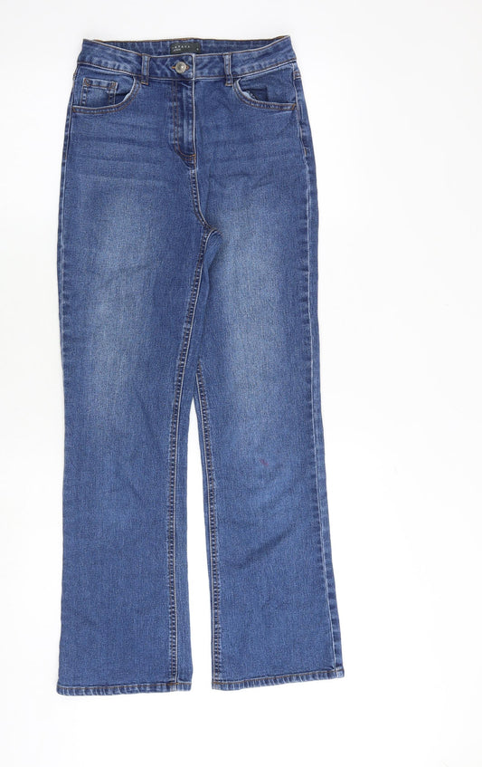Papaya Womens Blue Cotton Bootcut Jeans Size 8 Regular Zip