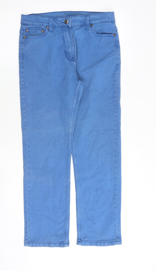 Cotton Traders Womens Blue Cotton Straight Jeans Size 12 Regular Zip