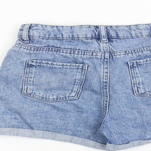 I Love Girls Wear Girls Blue 100% Cotton Hot Pants Shorts Size 12 Years Regular Zip - Beach Print