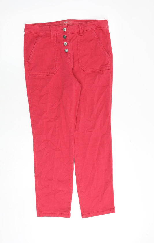 NEXT Womens Red Cotton Straight Jeans Size 10 Regular Button