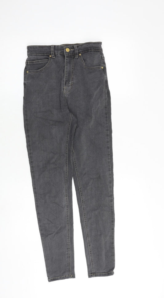 Pull&Bear Womens Grey Cotton Skinny Jeans Size 8 Regular Zip