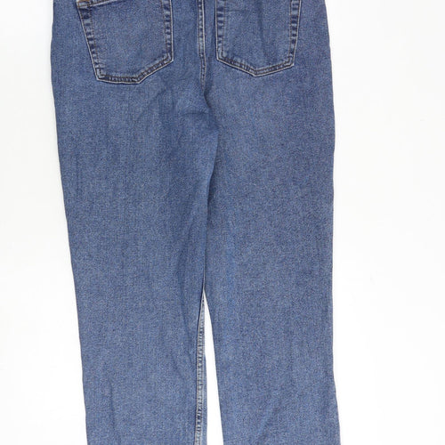 Warehouse Womens Blue Cotton Straight Jeans Size 12 Regular Zip