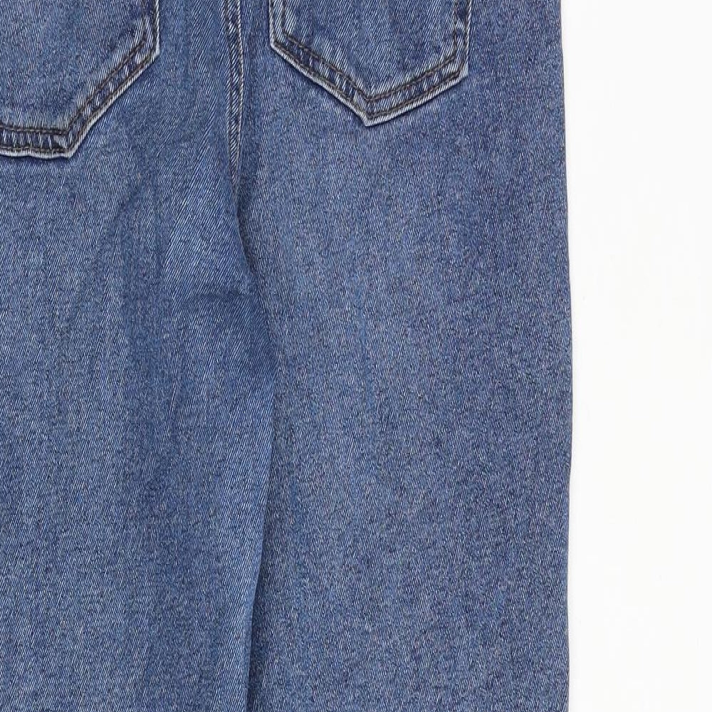 Warehouse Womens Blue Cotton Straight Jeans Size 12 Regular Zip
