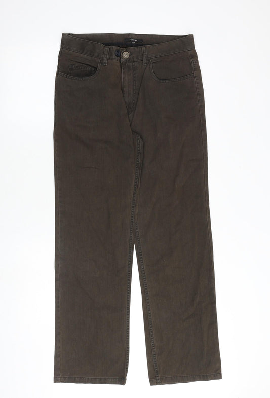 George Mens Brown Cotton Straight Jeans Size 32 in L31 in Regular Zip