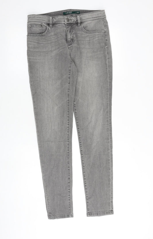 Ralph Lauren Womens Grey Cotton Skinny Jeans Size 8 Slim Zip