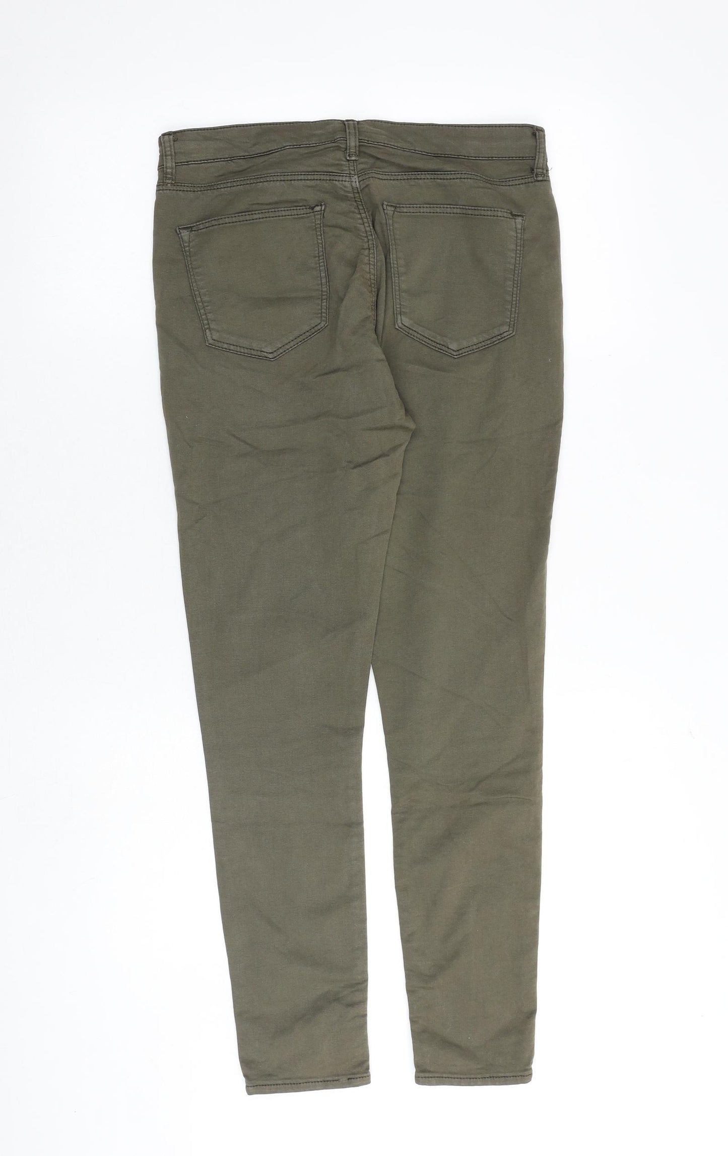 Topshop Womens Green Cotton Skinny Jeans Size 30 in L32 in Regular Zip