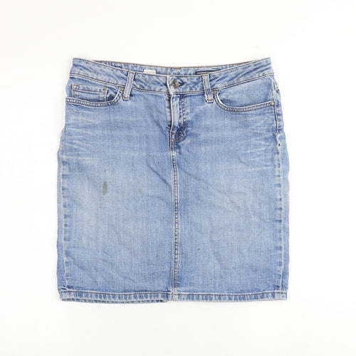 Tommy Hilfiger Womens Blue Cotton A-Line Skirt Size 10 Zip