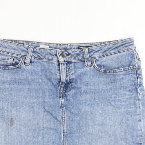 Tommy Hilfiger Womens Blue Cotton A-Line Skirt Size 10 Zip