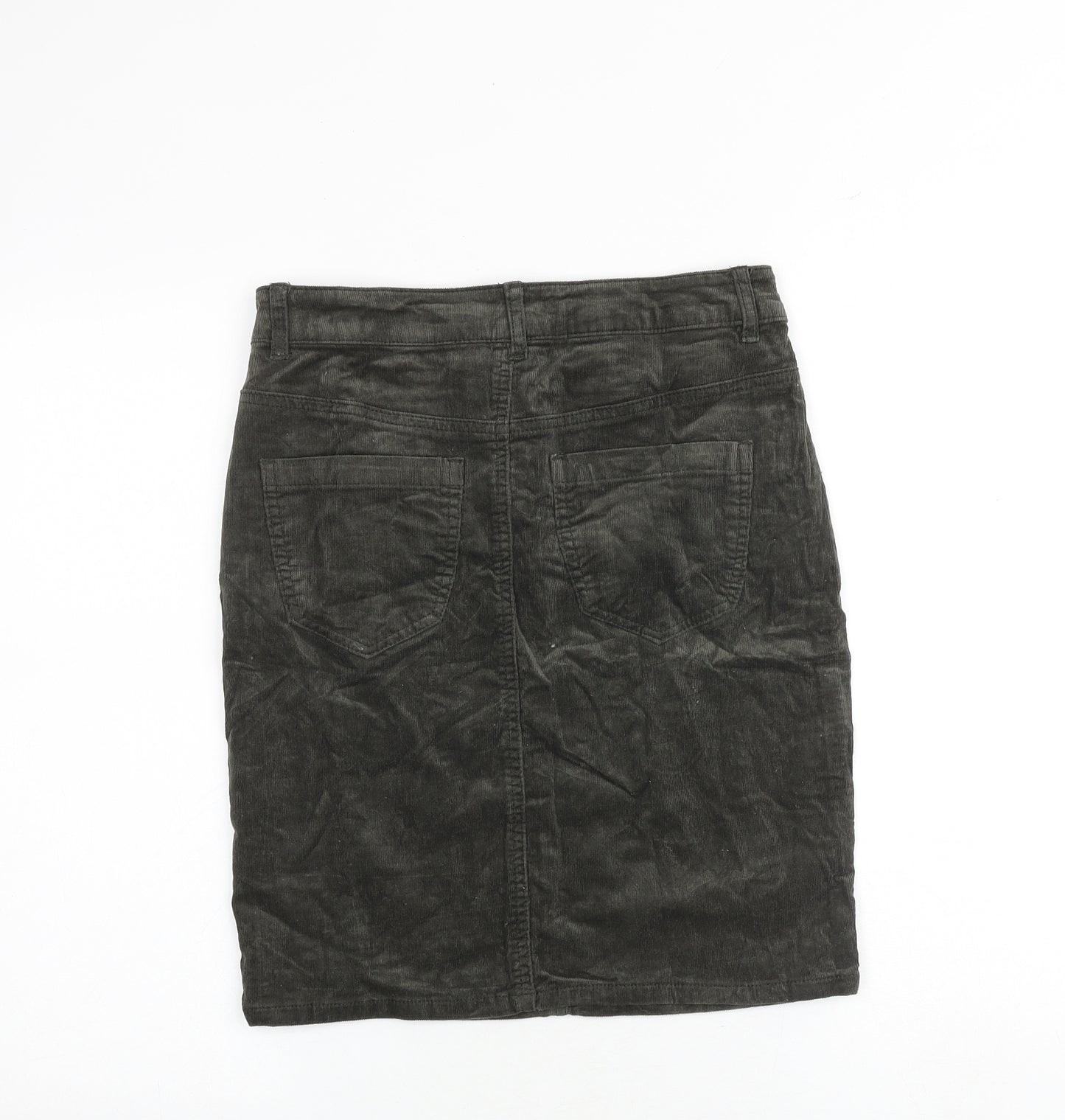 Fransa Womens Green Cotton A-Line Skirt Size 6 Zip