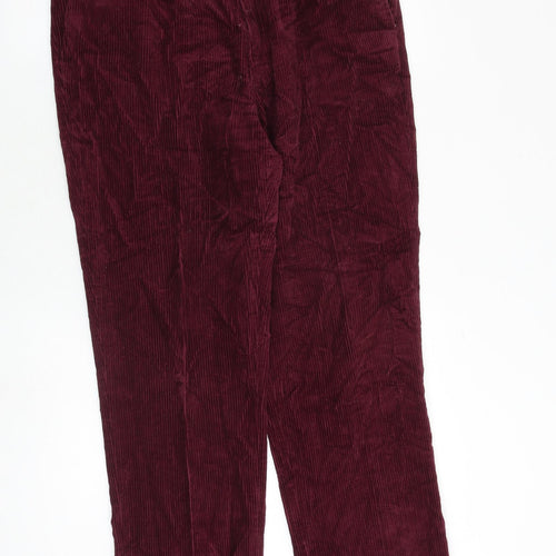 Peter Christian Mens Red Cotton Trousers Size 38 in Regular Zip