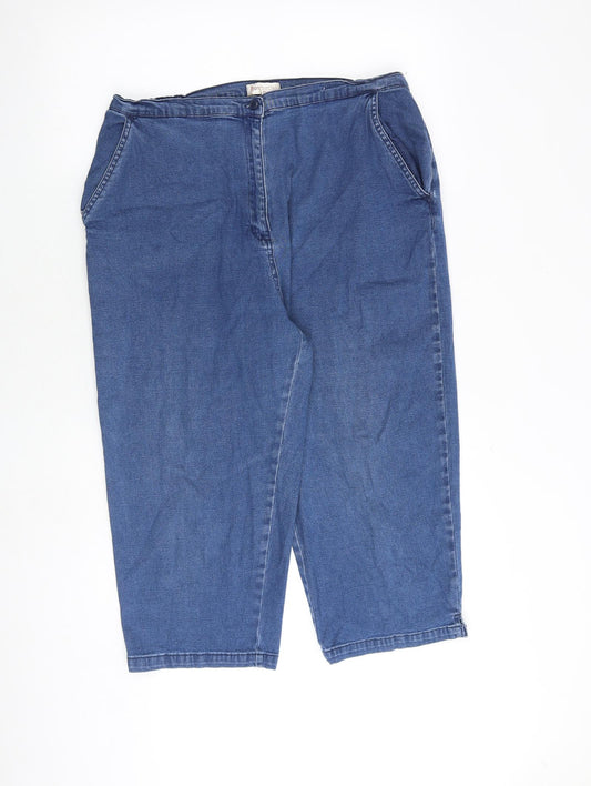 Bonmarché Womens Blue Cotton Cropped Jeans Size 18 Regular Zip