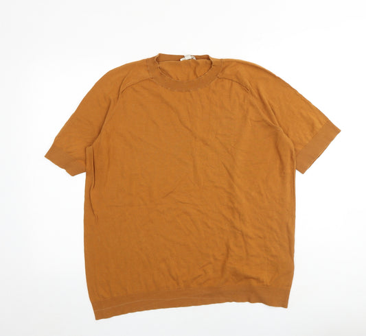 COS Womens Orange Round Neck 100% Cotton Pullover Jumper Size L