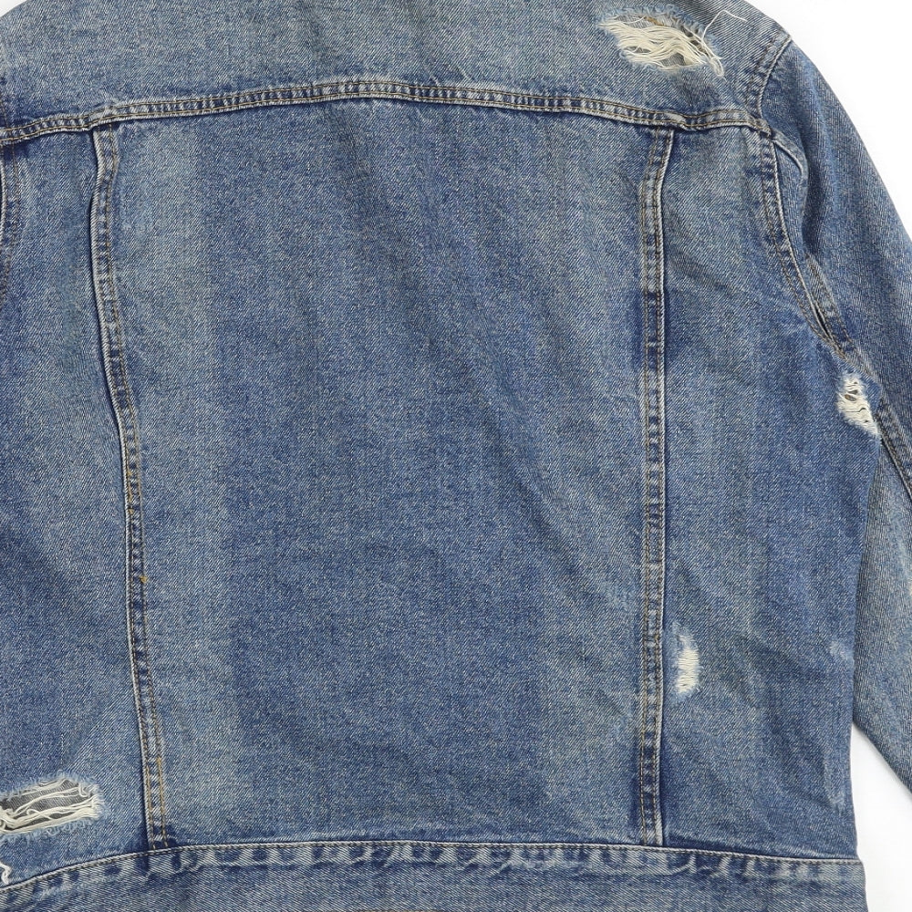 New Look Womens Blue Jacket Size 10 Button - Distressed