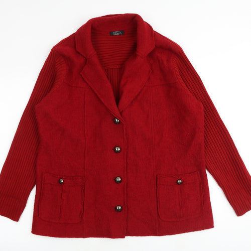 Bonmarché Womens Red Jacket Blazer Size L Button