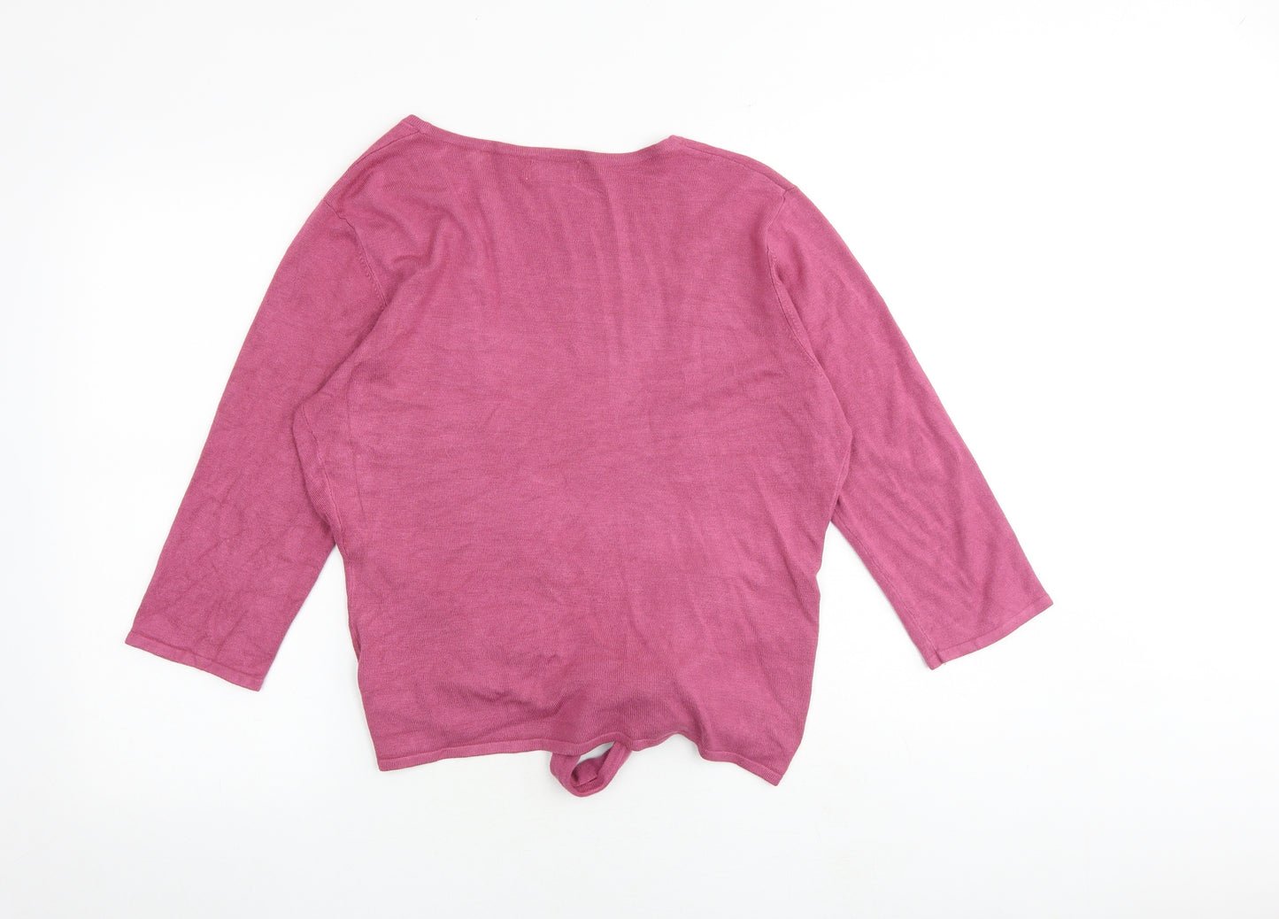 Kaliko Womens Pink V-Neck Viscose Cardigan Jumper Size 12 - Tie Front