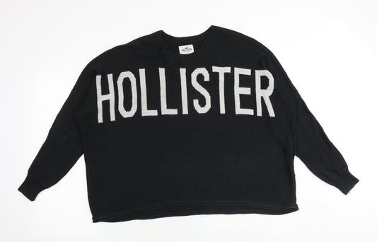 Hollister Womens Black Round Neck Cotton Pullover Jumper Size S