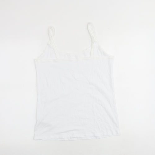 Marks and Spencer Womens White Cotton Camisole Tank Size 16 Scoop Neck