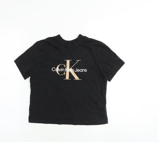 Calvin Klein Womens Black 100% Cotton Basic T-Shirt Size XS Crew Neck