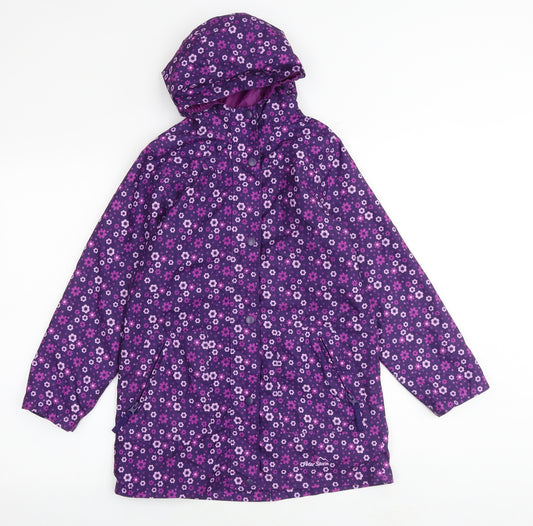 Peter Storm Girls Purple Floral Rain Coat Coat Size 9-10 Years Zip