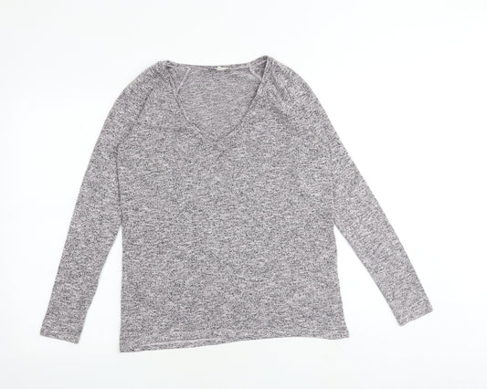 American Eagle Outfitters Womens Grey V-Neck Viscose Pullover Jumper Size S
